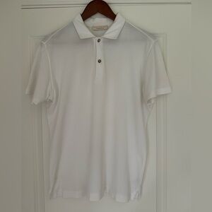 Men’s Luca Faloni White Pique Polo Short Sleeve Size Small